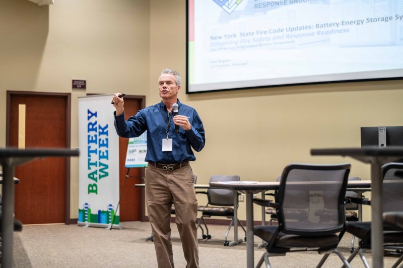 Paul Rogers, a retired Fire Department of New York lieutenant, specializes in hazardous materials. The co-founder of Energy Safety Response Group, he spoke at Thursday's workshop at Binghamton University.
