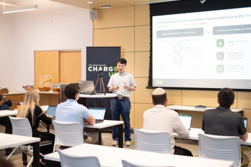 Companies from the NENY ChargeUp Battery Accelerator Program pitch to students from the Binghamton Venture Fund on Sept. 8 at the Koffman Southern Tier Incubator.