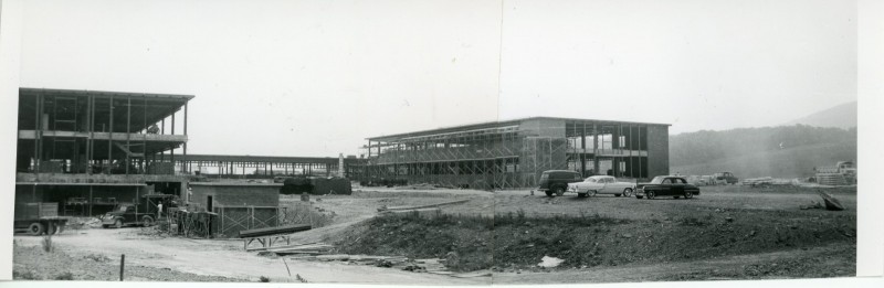 Harpur College's Science I building is under constructing in this 1959 photo.