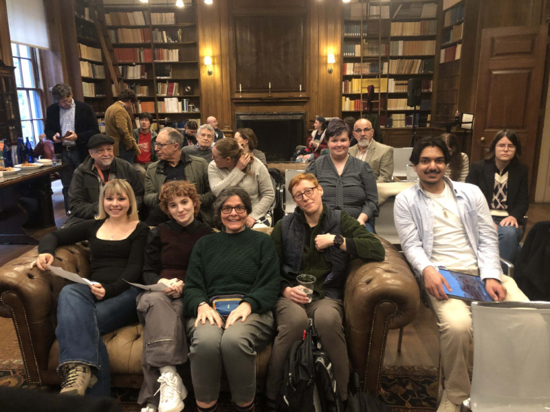 Front row, left to right: Allison Buckley, Grayson Weiss, Associate Professor Tina Chronopoulos, Ancient Languages Coordinator Carina de Klerk, and Krish Badhan at the New York Classical Club’s annual College Oral Reading Contest in Greek and Latin, held at the Institute for the Study of the Ancient World in New York City.