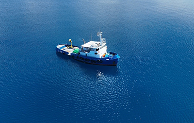 Carl Lipo and three other researchers lived on a 1960s tugboat in the Pacific Ocean during their three-week project on Ontong Java.