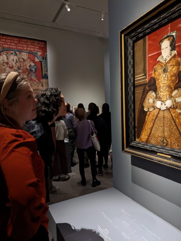 Students look at a portrait of Queen Elizabeth I on exhibit at the Metropolitan Museum of Art in New York City on Oct. 14, 2022.
