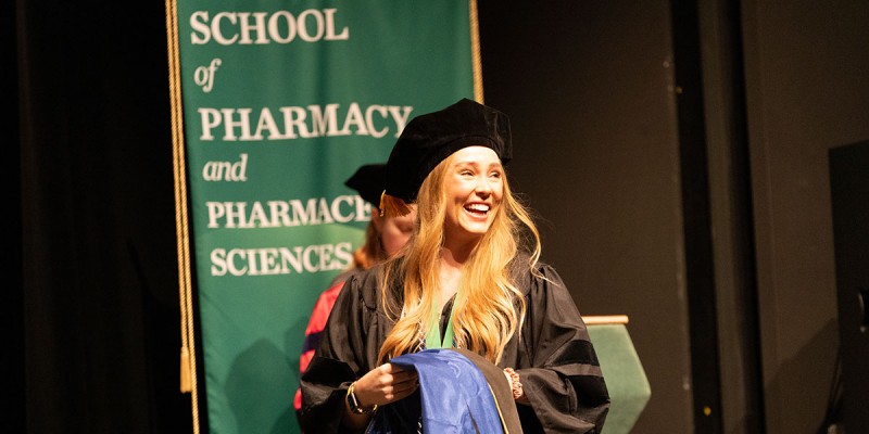 Nearly 100 students received either a Master of Science in Pharmaceutical Sciences degree or a Doctor of Pharmacy degree on May 9 at the Anderson Center’s Osterhout Theatre.