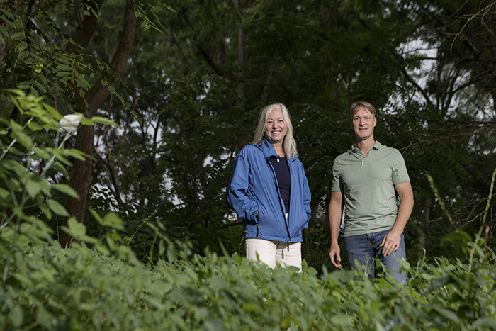 Jason Shaw ’95 and Susan Ryan ’90 helped establish a nonprofit, Southern Tier Land Conservancy, to preserve
the area’s natural landscape. The first acquisition, Canawanna Nature Preserve in Owego, is pictured here.