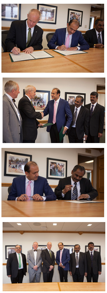 Leaders from the Watson School, Binghamton University and The Mangalore Institute of Technology And Engineering sign a memorandum of understanding.