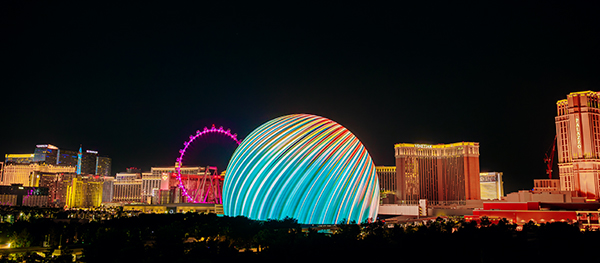 The Sphere stands out in the Las Vegas skyline. Binghamton alumna Jennifer Koester is the company's president and chief operating officer.