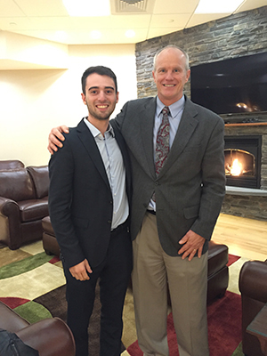 Ariel Katz, pictured with Chancellor Harvey Stenger, co-founded Research Connection as a student.