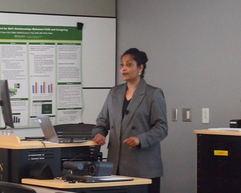 Assistant Professor Deena Thomas from the Division of Public Health concluded Decker College's research week events by discussing her upcoming paper, which explores health equity in precision nutrition.