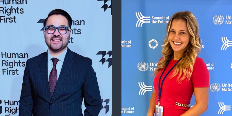 MSHR students Mirajudeen Mustafaee ’25 (left) and Summer Farriss ’24.