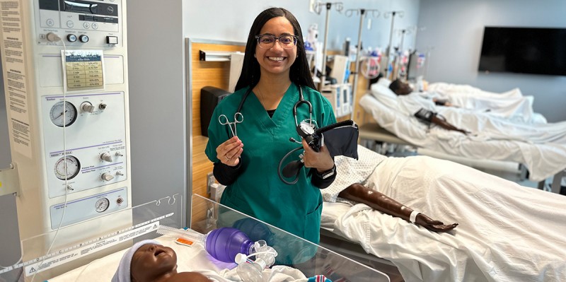Jelaine Evangalista received a medical assessment kit in 2021 as part of Decker College's Assessment Kit Sponsorship program, which funds required equipment to lessen the financial burden for undergrad nursing students. Evangalista is a student in Decker's traditional nursing program.