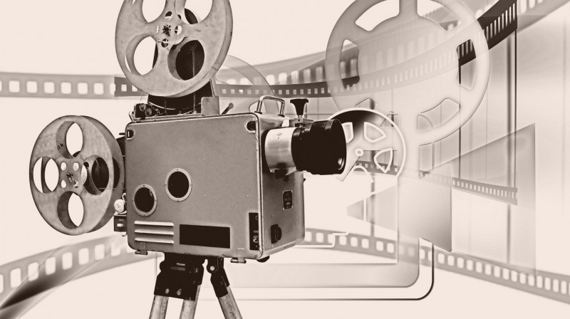 Composite image of a film projector and film