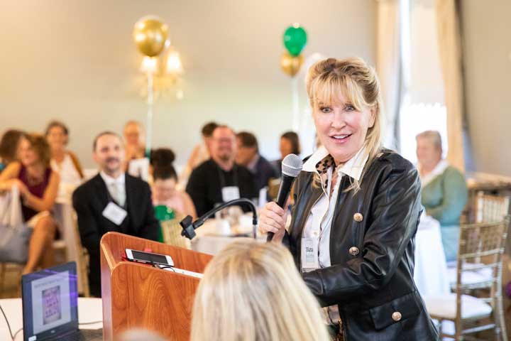 Motivational speaker and comedian Diana Jordan gave the keynote address at Decker's 50th Anniversary Luncheon.
