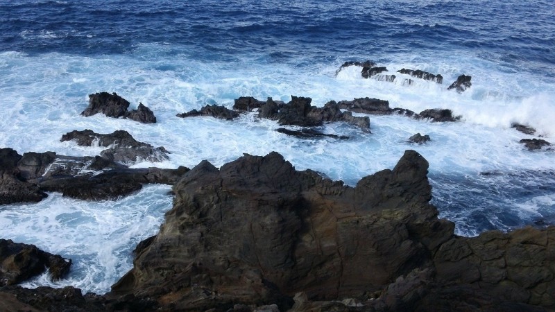 Rocks on Easter Island's shoreline.