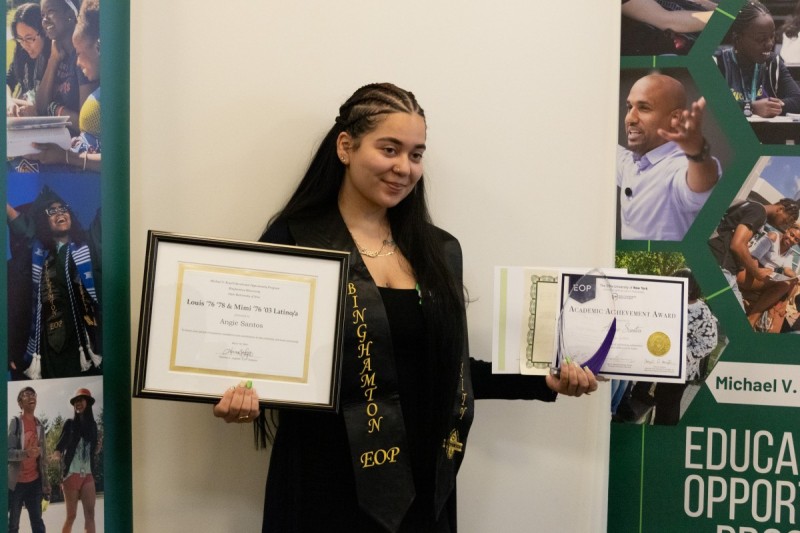 Angie Santos was one of 38 graduating EOP seniors who received the SUNY Outstanding Academic Achievement Award.