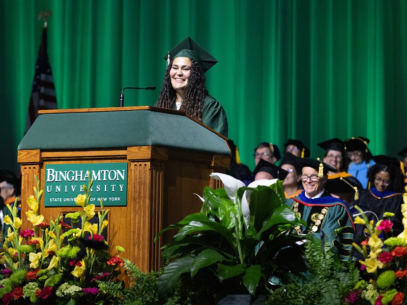 Jenna Fiorentino (pictured), Stephanie Manning and Nandini Patel were the student speakers at Decker College's Commencement.
