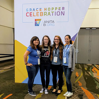 From left to right: Roseanne Levasseur '15, MBA '16; Emily Goetz '15; Joanna Westcott '15 and Stacey Troy '15.