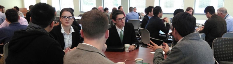 A student-alumni meet and greet at Homecoming 2015.