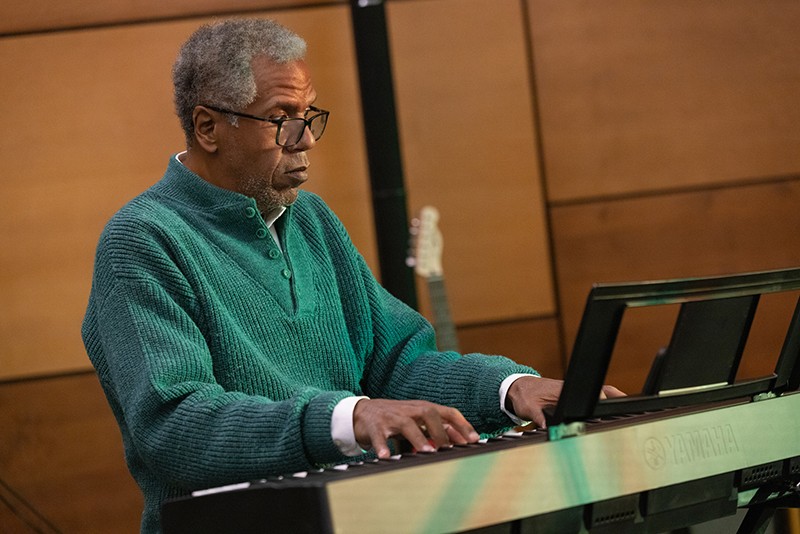 Former dean of Binghamton University Libraries, Curtis Kendrick, often sits in on keyboards.