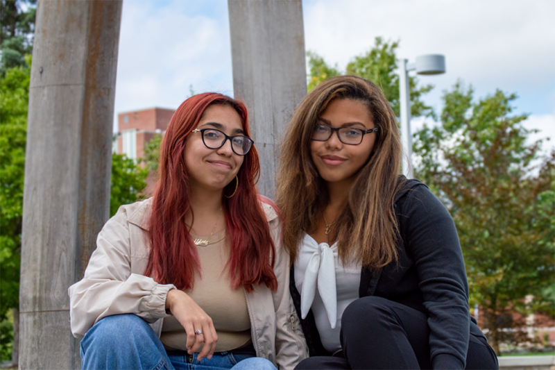 Melanie Ibagon (left), serves as president of the Latin American Student Union with Vice President Elissa Morales (right).