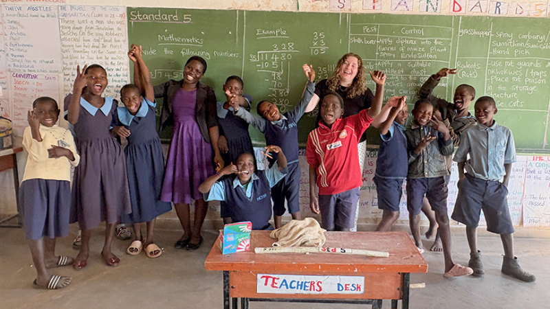 Master of Social Work student Taylor Parsons in a Malawi Children's Mission classroom.