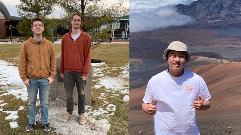 Left to right: Mathematical sciences majors Levi Axelrod, Ashton Keith and Eric Wang