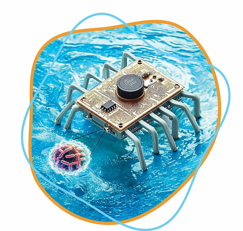 Professor Seokheun “Sean” Choi and his students designed a robotic “bug” that can skim across the ocean.