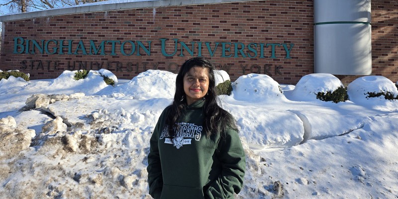 Pallabi Mitra, MS ’27, found Binghamton University online and traveled here from India to enroll.