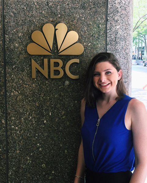 Sarin Grey ’18 at 30 Rockefeller Plaza in NYC for her internship with NBCUniversal