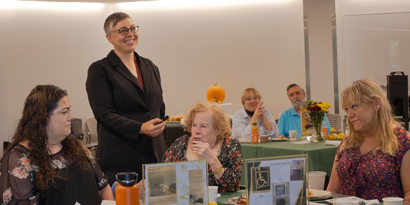 Director of Services for Students with Disabilities Christen Szymanski and B. Jean Fairbairn, former director of the office, spoke at the 50th anniversary celebration on Sept. 27.