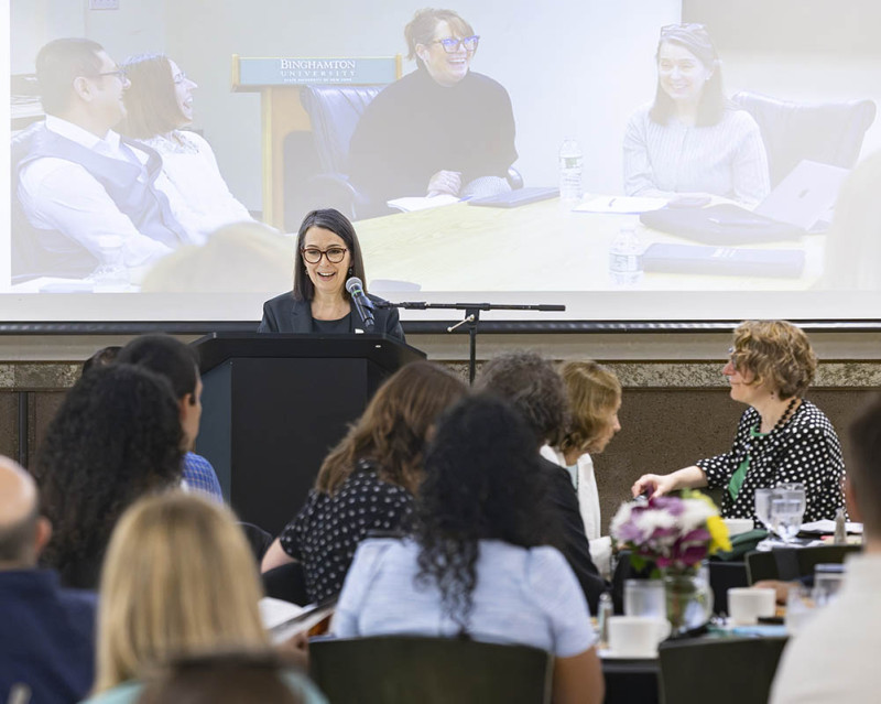 President Anne D’Alleva announced a new strategic plan, “Forward Together: The Vision for Binghamton University,” Monday, Aug. 24, 2026. The strategic plan, shaped by voices from the campus community, was designed to advance Binghamton’s standing among the world’s leading universities.