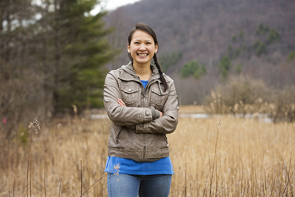 Jessica Hua, an assistant professor of biological sciences at Binghamton, runs a research lab focused on wetlands ecology and conservation.