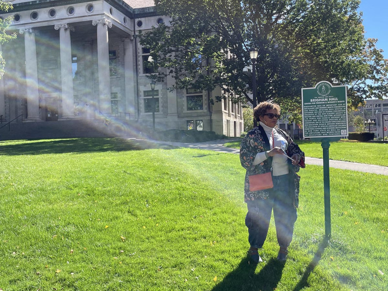 Associate Professor Sharon Bryant led a tour showcasing the history of the City of Binghamton and its role in the Underground Railroad as part of the International Association for Translation and Intercultural Studies (IATIS) Regional Workshop.