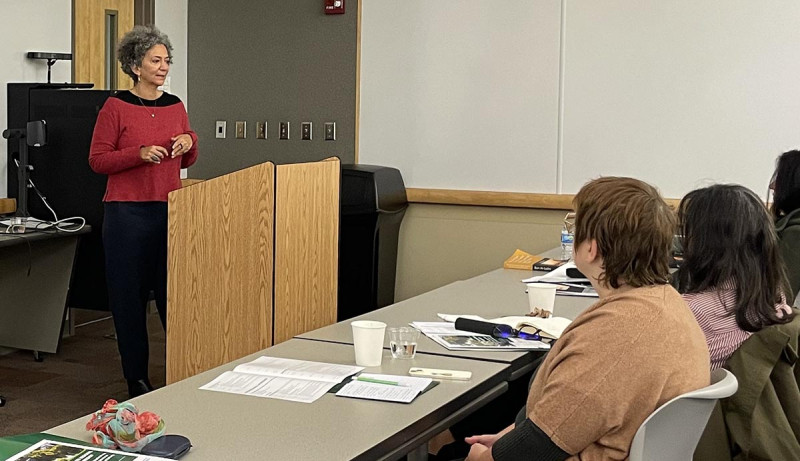 Professor Samah Selim from Rutgers University discussed a translation of three short books written by Egyptian painter and activist Inji Aflatoun.