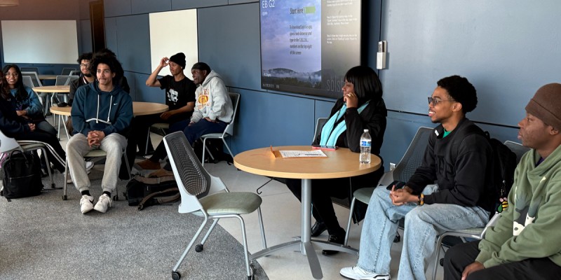 EOP students attend a Watson Scholars event at the Thomas J. Watson College of Engineering and Applied Science.