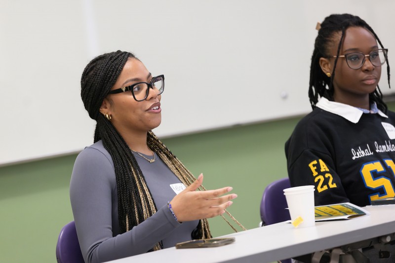 MRC Student Manager and event organizer Kelise Joly (left) served on the panel 