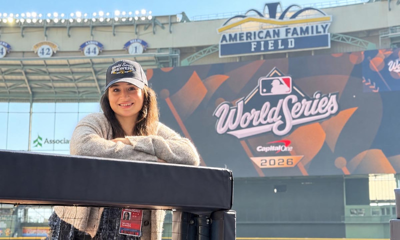 Sophie Jaeger ’22, MS ’23, is a broadcast engineer who specializes in live sporting events, such as this year's World Series.