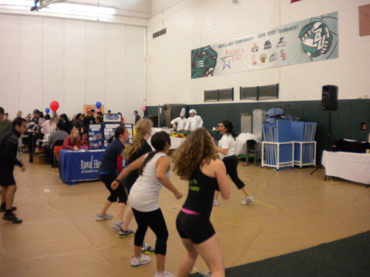 Michele Gordon -- now Michelle Levy -- leads a workout class at Binghamton University, where she was a popular exercise instructor
