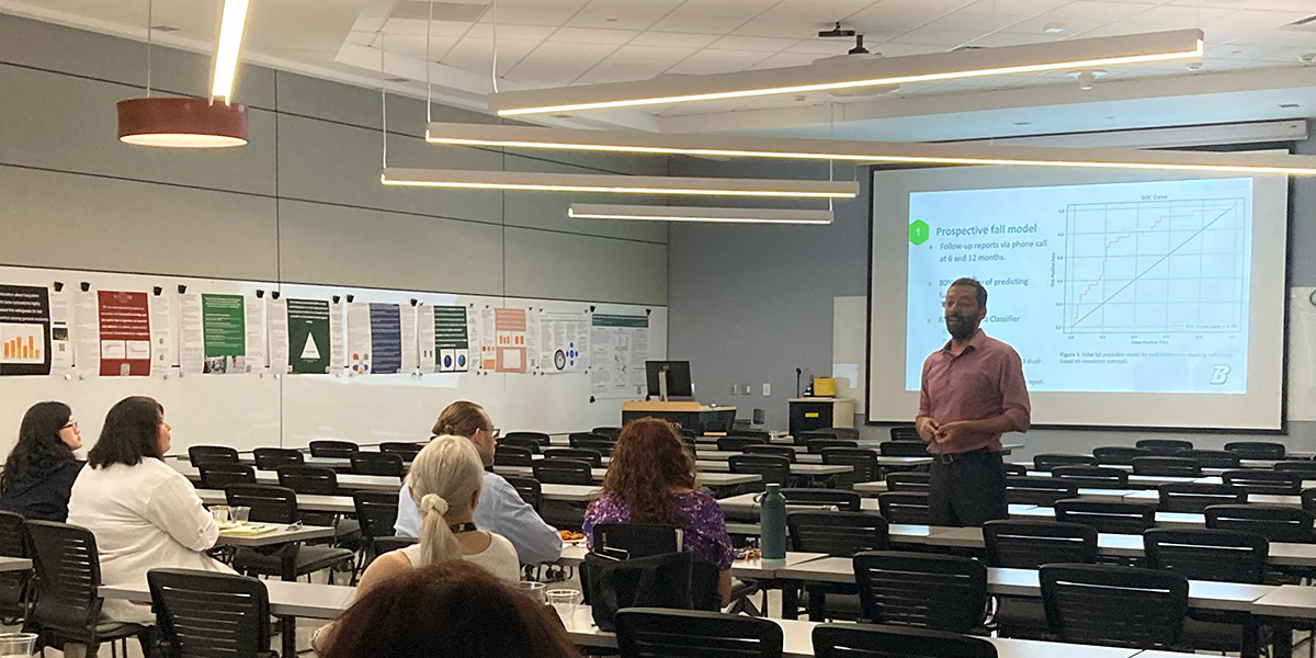 Vipul Lugade, assistant professor of physical therapy and director of the Motion Analysis Research Laboratory, presented the opening presentation for Decker College's Research Days.