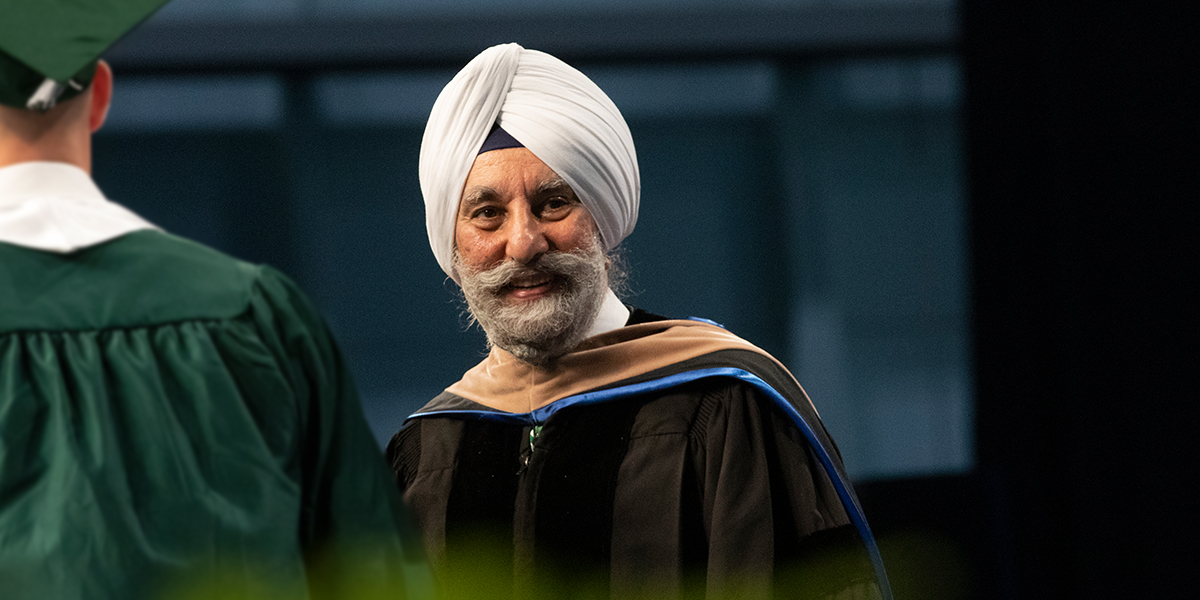 Dhillon at the 2019 SOM Commencement ceremony