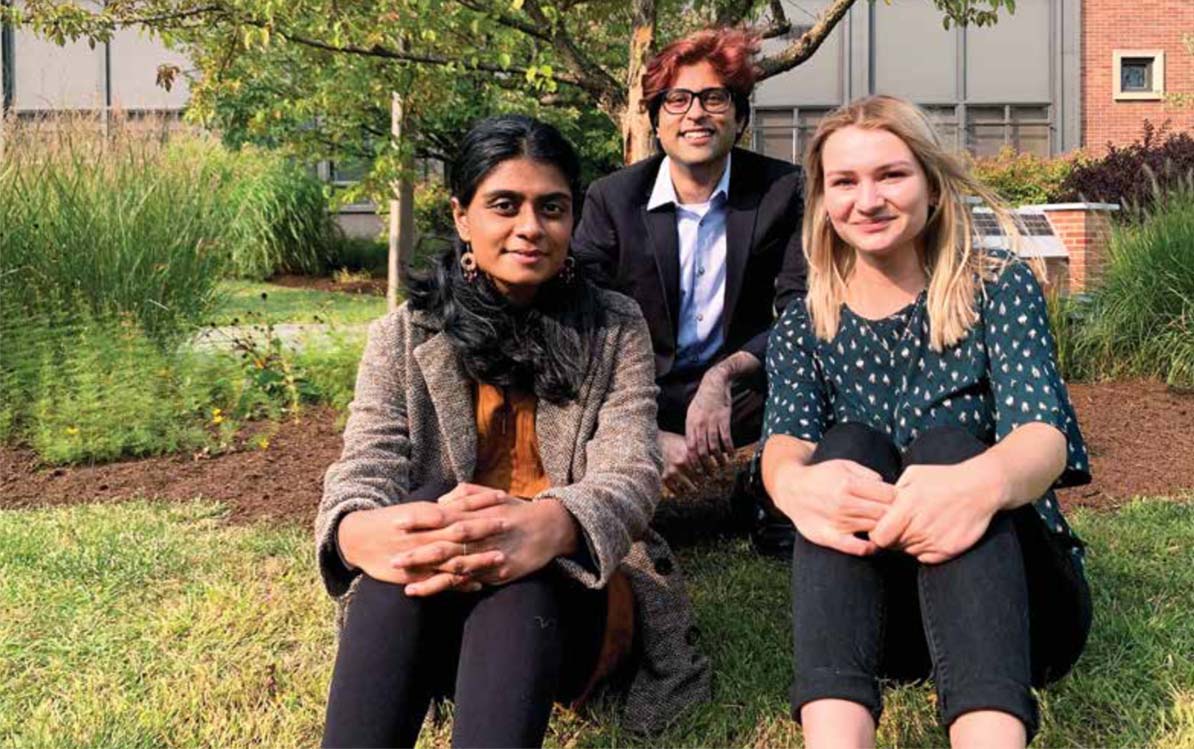 From left, Marwa Chowdhury, Amit Madan and Mya Landers worked on a paper battery for their senior project.