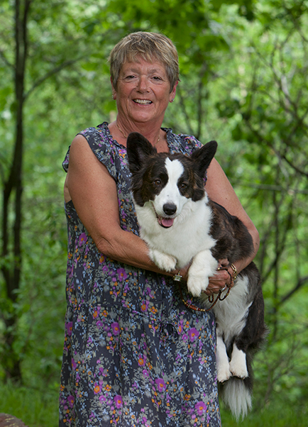 Joyce Ferrario and her Cardigan Welsh Corgi, Francesca in 2011. Ferrario trained Francesca as a pet-therapy dog and showed her at the Westminster Kennel Club Dog Show.