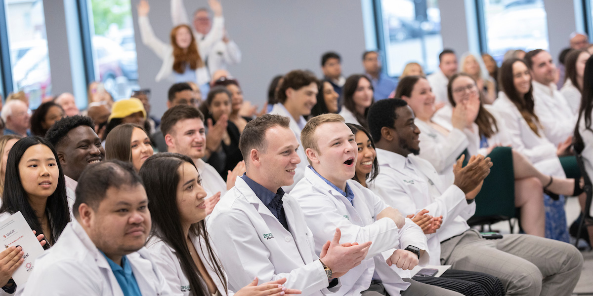 Doctor of Physical Therapy students celebrated the transition from didactic learning to clinical experiences with a White Coat Ceremony on May 4 at the Health Sciences Building.