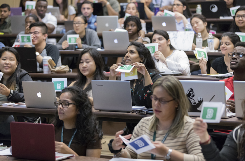 Students attend a pharmacy class in the Lecture Hall.