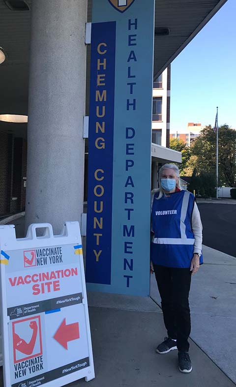 Decker alumna Joyce Hyatt worked with the Chemung County Health Department for more than two decades and continues to volunteer there. She was honored for her volunteerism in 2021.