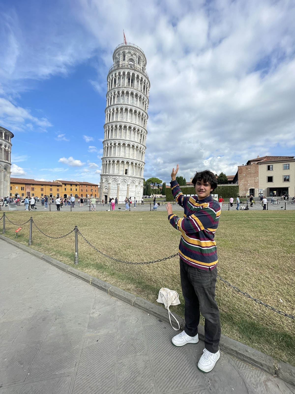 John Kabrovski ’26 visited the Leaning Tower of Pisa as part of his time in Italy.
