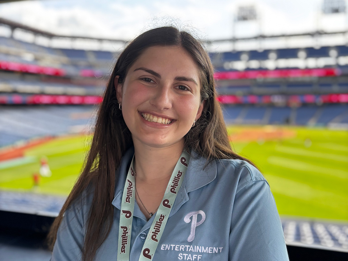 Julia Ravitz, a business administration major in the Binghamton University School of Management, blended her love of sports and marketing during her internship with the Philadelphia Phillies.