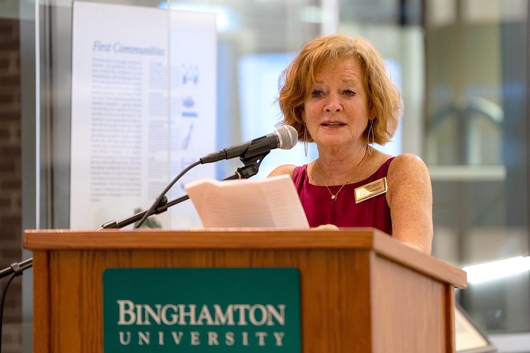 CCPA Dean Laura Bronstein welcomes Gala attendees.