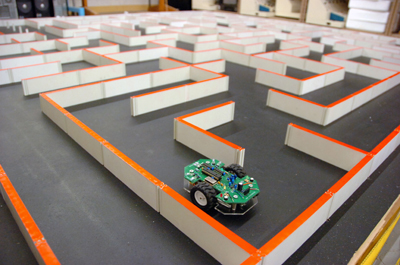 An example of a micromouse robot in a maze.
