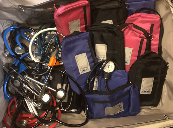 MDF Instruments, the clinical equipment supplier for students at the Decker School of Nursing, donated stethoscopes and blood pressure cuffs for a medical mission Decker's Nicole Rouhana took to Haiti.