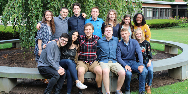 Alex Leopold, second from left in the back row, with members of Note to Self, the community service a cappella group. He currently serves as the group's president.